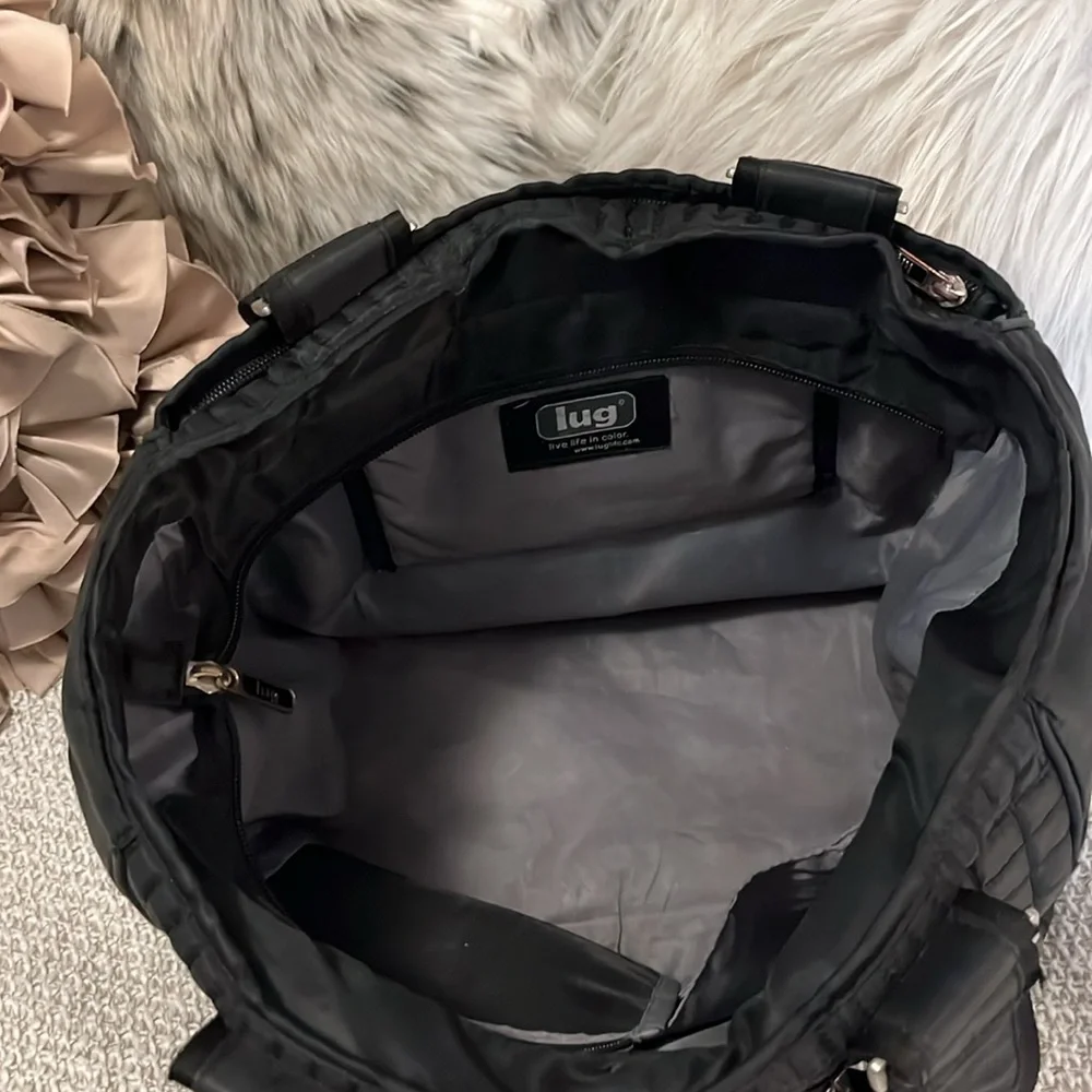 Lug Black Quilted Two Handle Tote Bag Carry On Luggage